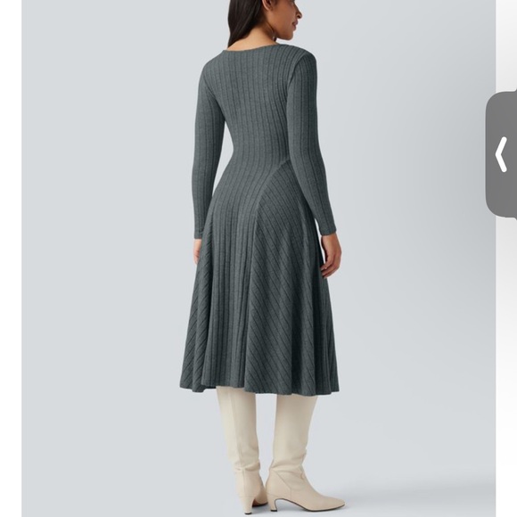 HALARA Grey Blue Ribbed Long Sleeve Dress - Picture 6 of 11